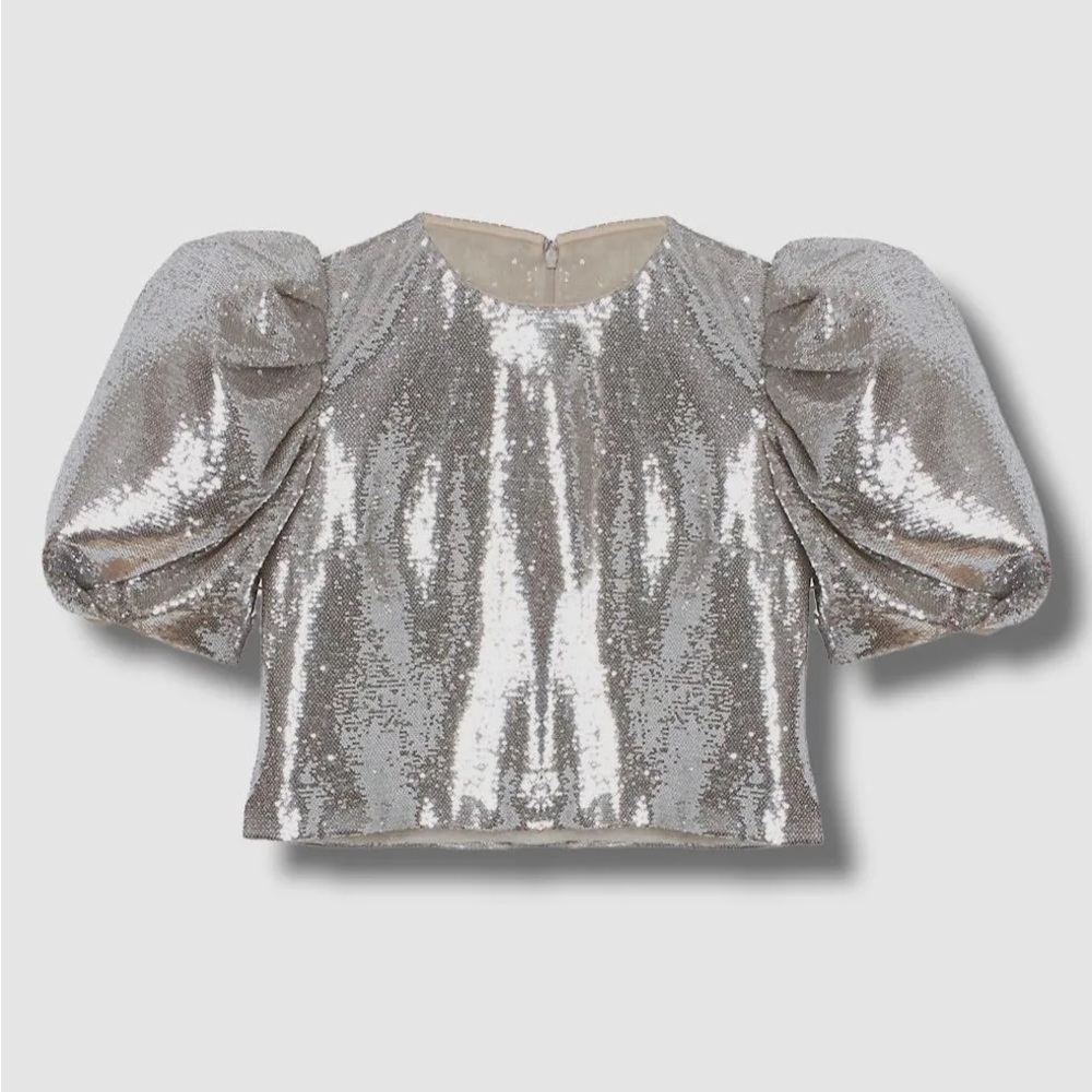 Carolina Herrera Sequin Puff Sleeve Blouse